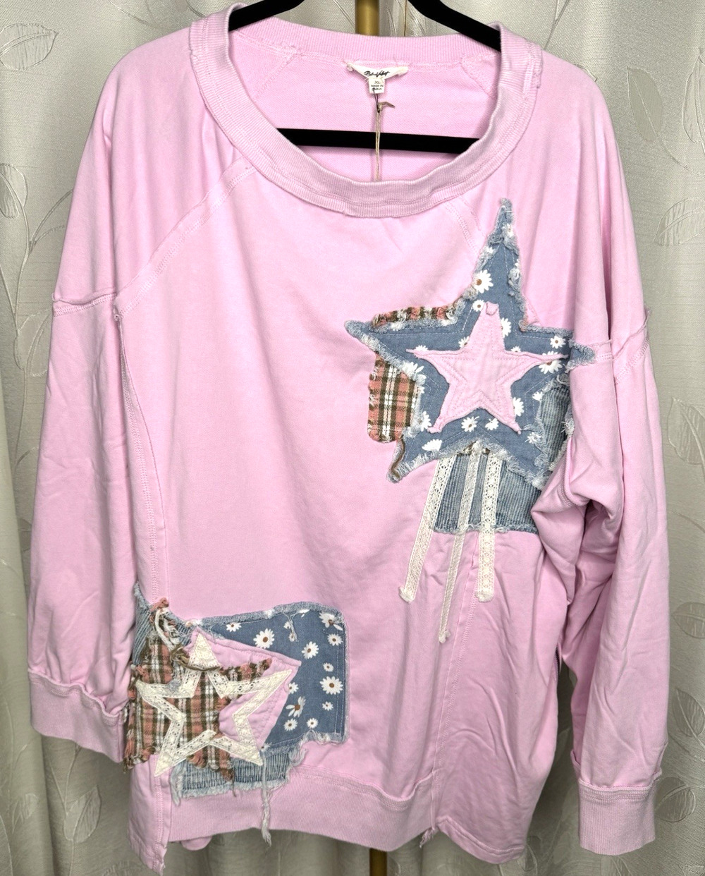 NWT Patchwork Shirt with Size Zippers by Blue Velvet, Size XL